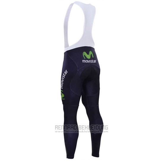 2016 Fahrradbekleidung Movistar Wei und Blau Trikot Langarm und Tragerhose